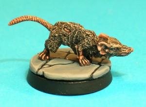 Pose 2. This is another medium-sized rat, running forwards with its tail extended. It has a notched right ear and a couple of bald patches in its fur.